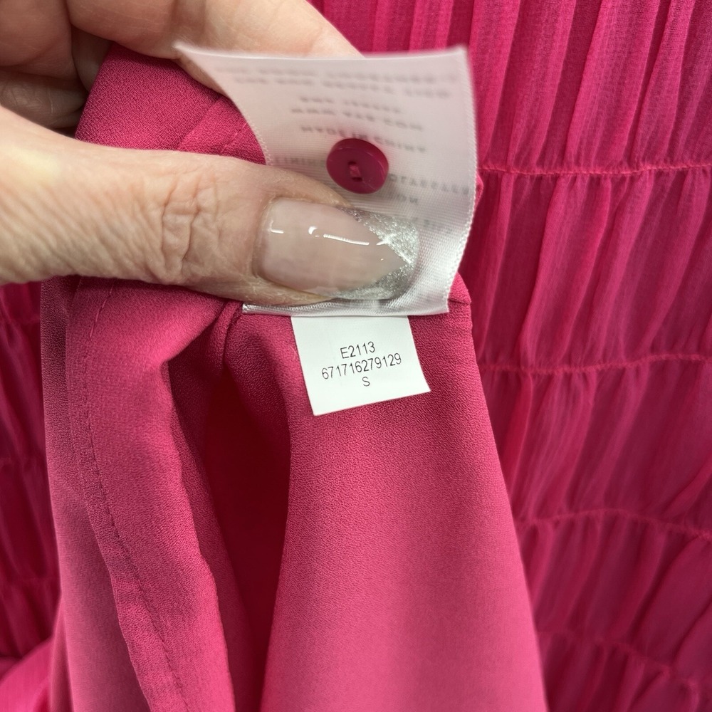 AYR Dress Womens Small Pink The Something Special Silk Relaxed Smocked Midi - Picture 12 of 13